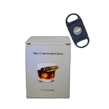 Whisky Rocks Glass - Cigar holder & Cigar cutter